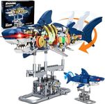 Shark Building Block Set for Boy 8-12, Ideas Sea Animal Building Blocks Toys with Lighting and Rotatable Link Components, STEM Toys for Kids Adults Crossing Ocean Lovers, 666Pcs