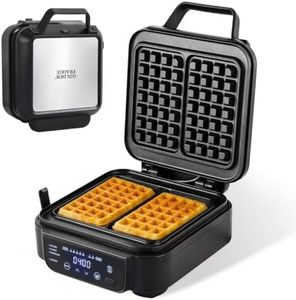 Waffle Maker with Digital Display, Touch Control & 8 Browning Levels, Multi-Function Belgian Waffle for Classic/Chocolate/Custom, Non-Stick Plates, Timer, All-in-One for Waffle, Grill