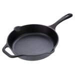 VICTORIA Cast Iron Skillet. Frying Pan with Long Handle, 10", Black (SKL-210)