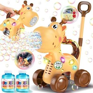 Nicmore Automatic Bubble Machine for Toddler 1-3: Giraffe Bubble Lawn Mover Outdoor Toy for 1 2 3 4 5 Year Old Boy Girl - Push or Handheld Bubble Maker Blower for Age 1-3 Kids Birthday Gifts