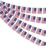 AhfuLife American USA Flag Bunting 30pcs Flags for 4th July Decorations, 10m Double Sided America Bunting for Memorial Day Independence Day Veterans Day Party Decorations (America, 14 x 21 cm - 1 Pcs)