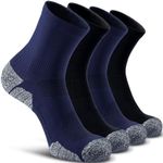 CWVLC Compression Athletic Unisex Quarter Socks Cushioned, 4-pairs (Black2,Navy Blue2), L