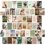 KOSKIMER Boho Wall Collage Kit Aesthetic Pictures, 50 Set 4x6 Inch, Earthy Room Decor Aesthetic, Saga Green Photo Collage Kit, Boho Posters for Teen Girl Dorm Bedroom, Trendy Collage Wall Decor