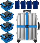 8 Pack Luggage Straps Suitcase Tags Set,Adjustable Suitcase Belts TSA Approved Silicone Luggage Tags Travel Suitcase Tags with Name ID Card for Luggage Suitcase Travel Accessories - Blue