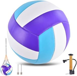 ELKCIP Volleyballs Official Size 5, Soft Bulk Recreational Volley Balls with Pump and Net Bag for Indoor Outdoor Beach Pool Water Sand Game Training Match Gift for Beginner Teenager, Purple
