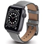 GerbGorb Vintage Leather Bands Compatible with Apple Watch Band 42mm 44mm 45mm 49mm,Yola Leather Bracelet Apple Watch Band Compatible for iWatch Ultra SE2 SE Series 8 7 6 5 4 3 2 1,Grey/Black Buckle