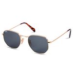 Dikley Small Square Sunglasses for Men Women 100% UV400 Protection Polygon Glass Lens Metal Frame Retro Shade Glasses