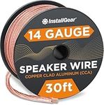 InstallGear 14 Gauge AWG 30ft Speaker Wire True Spec and Soft Touch Cable - Clear (Great Use for Car Speakers Stereos, Home Theater Speakers, Surround Sound, Radio)