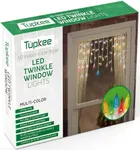 Christmas LED Twinkle Window Icicle Lights - 3 Feet (0.91 m) - 8 of 50 Lights Twinkling - 50 LED Multicolor Bulbs - Indoor Outdoor - Random Shimmering Twinkle Icicle Lights, Sparkling Christmas Lights