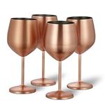 Oak & Steel - 4 Elegant Large Wine Glasses in Copper Rose Gold, 540ml - Unbreakable Glass Gift Set for Home Bar, Wedding, Anniversary, Birthday Party