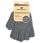 Migliore Wear Exfoliating Gloves, 2 SIZES Body Scrub Gloves Skin Exfoliator, Shower Gloves, Microfibre Bath Scrub with Hanging Loop(Island Gray-Plus)