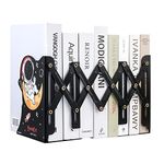 MSDADA Adjustable Book Ends, Metal Bookends for Heavy Books, Expandable Book Holders for Shelves, Book Ends to Hold Books for Kids Room, Home, Office, Classroom(Space Lunar Exploration)
