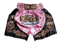 Pink - Authentic Muay Thai Kickboxing Shorts for Youth Premium Unisex Boxing Trunks Kids Teens Training Gym MMA (as1, Age, 6_Years, 8_Years)