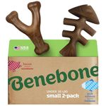 Benebone 2-Pack Fishbone/Wishbone Durable Dog Chew Toys, Real Fish, Real Bacon, Made in USA, Large