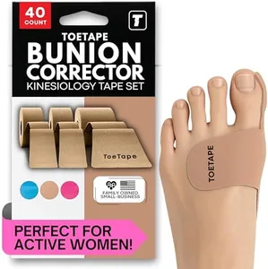 Bunion Corrector & Pain Relief Kinesiology Athletic Tape | For Bunions & Turf Toe | Big Toe Spacer/Separator/Straightener Tape for Men & Women | 80 Precut Kinesiology Tape Pcs | Nude Color