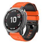 OUTVI 22 watch band for garmin fenix 5 6 7 pro Solar Forerunner 965 955 935 745 epix Pro Gen 2 47mm only Waffle band style soft silicone quick fit 22mm bands replacement men women ORANGE BLACK