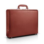 HAESTUS Business Briefcase for Men - Hard Case Leather Attache with Lock for Professionals, Brown, Large