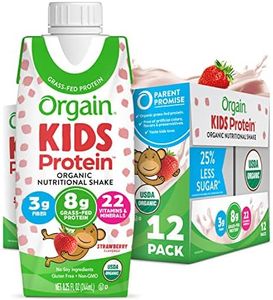 Orgain Organic Kids Protein Nutritional Shake, Strawberry - 8g of Protein, 22 Vitamins & Minerals, Fruits & Vegetables, Gluten Free, Soy Free, Kosher, Non-GMO, 8.25 Oz, 12 Ct (Packaging May Vary)