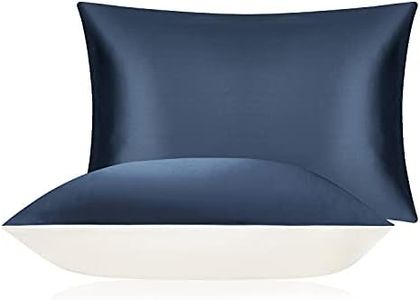 DISANGNI 100% Mulberry Silk Silk Pillowcase, Used for Hair and Skin, Envelope Type, Silk on one Side and Tencel on The Other Side (1pc Standard Size 20" x26" Blue)