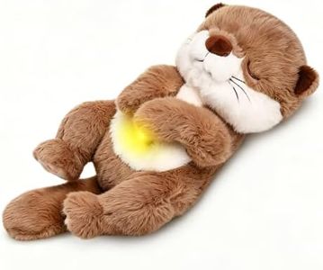 MIAODAM Soothing & Snuggly Otter Baby Plush Toy - Realistic Breathing Movement, Warm Light & Soothing Music - Otter Breathing Stuffed Animal for Toddlers