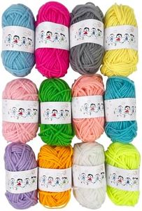 Fousenuk 12 Colores Lanas para Crochet, 10g/20m Gruesa Lanas para Tejer Hilo Algodon Crochet, Ovillo Lana Tejer Ovillos, Crochet Yarn Gorda, Hilo de Tejer Acrílico para Tejer DIY y Tejido a Mano