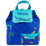 Stephen Joseph Personalised Children's Toddler Backpacks for Boys | Toddler Backpacks Boys | Personalised Nursery Backpacks (Blue Shark)