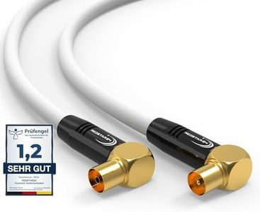 RedStar24 Cavo Antenna 1m Bianco - 90° Angolato Coassiale | Maschio a Femmina - Cavo Coassiale HDTV Premium per la TV via cavo | Cavo TV: Compatibile con TV, Radio, DVB-T/T2, DVB-C, DAB