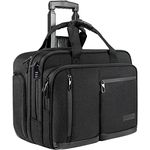 VANKEAN 17.3 Inch Rolling Laptop Bag for Men，Stylish Carry on Briefcase Laptop Case Water-Proof Overnight Rolling Computer Bag with RFID Pockets Laptop Bags for Travel/Work/School-Black