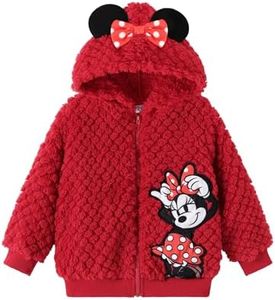 Disney Minnie Girls Fleece Jacket Sherpa Clothes Plush Outwear Red 3-4T