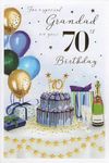 Special Grandad 70th Milestone Birthday Card - Age 70 - Balloons, Cake and Champagne with a Foil Finish - by ICG