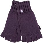 Heat Holders - Ladies Thermal Fingerless Gloves | Ideal for Winter | Fleece Lined (One Size, Purple Solid)