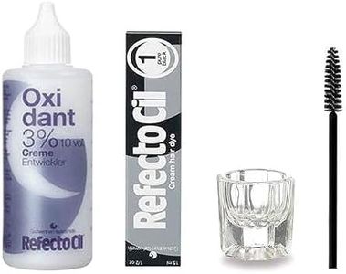 Refectocil SET - Pure Black Cream Hair Dye + Creme Oxidant 3% 3.4oz + Mixing Dish + Mascara Brush