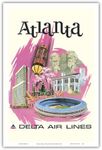 Atlanta Georgia Delta Air Lines Travel Poster by Fred Sweney c.1960 Art Print, Multicolor, 12 x 18 in