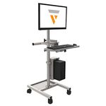 VERSATABLES Deluxe Diagnostic Fusion Cart | Made in USA | Adjustable Height & Tilt | Adjustable Monitor & Keyboard Tray | Mobile PC Computer Cart | Powder-Coated Steel Frame | Black