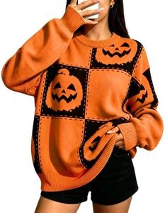 Halloween Sweater Women Oversized Ghost Pumpkin Graphic Sweatshirt Fall Top