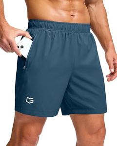G Gradual Men's Athletic Running Shorts with Zipper Pockets Quick Dry 7"/ 5"/ 9" Workout Gym Shorts for Basketball Hiking(Dusty Blue,5M)