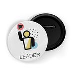 dhcrafts Pin Badges White Color Leader D2 Glossy Finish Design Pack of 1