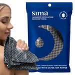 Sima Brand Exfoliating Washcloth Face & Body Scrub Towel - Japanese Exfoliating Towel with Hexagon Fibers, Exfoliating Body Scrubber with 2 Sides for Scrubbing & Washing - 1 Extra Long Towel