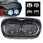 SUNPIE 5-3/4" Black Motorcycle Projector Dual LED Headlight Compatible Motorcycles with Road Glide 2004~2013