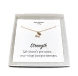 Rose Gold Butterfly Necklace, Life Doesn't Get Easier Message Card (Box) Miss Fit Boutique