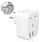 UK to European Plug Adapter, Unidapt European Plug Adapter with 3 USB Slots, 1 Type C and 2 pin Shaver Socket, Grounded EU Euro Europe Travel Adaptor for France Spain Austria Germany Schuko, Type E/F