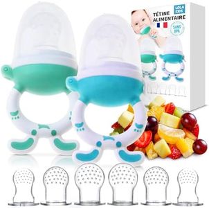 Tetine Grignoteuse Bebe - 2 Grignoteuses + 8 Tetines Evolutives - En Silicone Medical et Sans Bisphénol A - Anneau d'Alimentation - Tétine Alimentaire