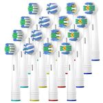 Yanaboo 16 Variety Pack Replacement Brush Heads Compatible Toothbrush Heads for Most Braun Oral B Electric Rechargeable Toothbrushes, Includes Precision Floss Cross Whitening Brushes