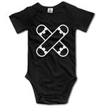 Pengshiliu Skateboards Baby Climbing Short Sleeve Onesie 18-24 Months Black