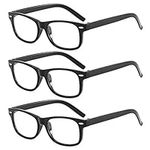 Suertree 3 Pack Reading Glasses Spring Hinge Computer Glasses Square Presbyopic Reader Glasses Aided Eyelasses Unisex 2.0 KS9809