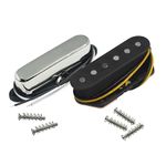 FLEOR Vintage Single Coil Pickups Set Chrome Neck & Bridge Pickup (50mm/55mm) Alnico 5 Magnet for TL TE Style Guitar Parts