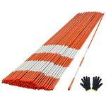 YOHEER Snow Driveway Markers, 32 PCS Snow Stakes 5/16" Snow Poles with White Reflective Film, Snow Plow Markers, Snow Poles
