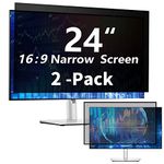 2-Pack 24 Inch Computer Privacy Screen Filter for 16:9 Narrow Screen Monitor - Ultra-Slim, Frameless Design, Anti-Glare