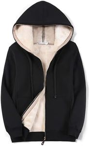 Flygo Women's Casual Winter Warm Sherpa Lined Full Zip Hoodie Fleece Sweatshirt Jacket (Black, Large)