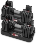 EnterSports 18kgx2 40 LBS Pair Adjustable Dumbbell Set Quick Adjustment Space-saving Adjustable Dumbbells with Non-Slip Handle Convertible Weight 5 Levels 2-18 kg (4.5-40lbs), Changeable dumbbell weights set of 2 Suitable for Women Men Home Office Gym Body StrengthTraining (18kg x2)